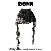 Váy ngắn kẻ sọc không đều, phong cách tối màu, thiết kế thời trang, bán chạy, váy ngắn phối ren mùa hè CK8X