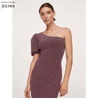 Váy ngắn lệch vai kim sa màu nâu đỏ MNG 17019081