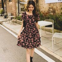 Váy Ngắn Rose Floral Màu Đen Dịu Dàng Nữ Tính Aesthetic Repli1998