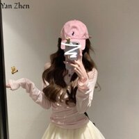 Váy ngắn tay dài vai màu hồng Váy ngắn phồng trẻ trung