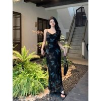 Váy ngắn tay hình bướm cổ điển Hàn Quốc gợi cảm