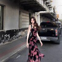 Váy ngắn tay in hình bướm thời trang Hàn Quốc