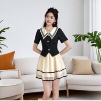 Váy ngắn tay phong cách Chanel Bộ đồ hai mảnh phù hợp cho nữ 2025 Váy phù hợp với nữ