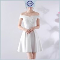 Váy ngắn trễ vai dự tiệc tiểu thư xòe sang chảnh ozenka , đầm nữ ngắn ôm body kiểu xòe dưới sexy chất đẹp