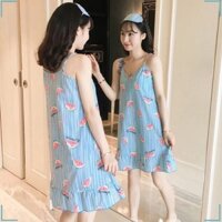 Váy ngủ 2 dây cotton kèm bịt mắt [ FreeShip ]