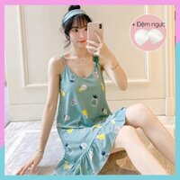 Váy ngủ 2 dây đầm ngủ thun mềm mịn, thoáng mát