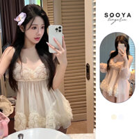 Váy Ngủ 2 Dây Sexy Hoa Hồng Dáng Ngắn Vải Ren Mềm Cao Cấp Đầm Mặc Nhà Gợi Cảm Quyến Rũ Sooya N015