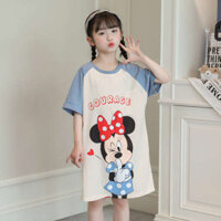 Váy Ngủ Bé Gái Mùa Hè Tay Ngắn Nguyên Chất Cotton Hoạt Hình Mickey Trẻ Em Công Chúa Mỏng Bé Gái Mùa Hè Điều Hòa Không Khí Dịch Vụ Tại Nhà