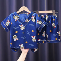 Váy ngủ cổ chữ V ngắn tay Kuromi Kid màu tím Quần áo ngủ bé trai hoặc bé gái Rayon thư giãn trong 3 - 4 tuổi