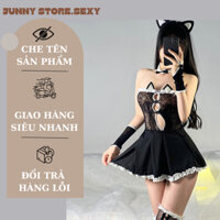 Váy Ngủ Cosplay Mèo Đen,Bộ Cosplay Miêu Nữ Mèo Đen Gợi Cảm