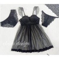 váy ngủ cúp ngực màu đen