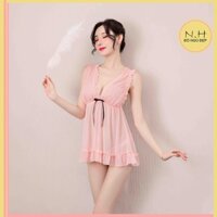 Váy ngủ đẹp babydoll Siêu Sang 🔥SIÊU SALE🔥 đồ ngủ sexy xuyên thấu kèm quần lót ren
