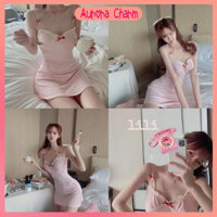 Váy Ngủ Hai Dây Gợi Cảm, Đầm Ngủ Ôm Body, Váy Ngắn Có Đệm Ngực, Phong Cách Ngọt Ngào