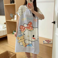 Váy ngủ Hello Kitty dễ thương - Váy ngủ in hình hoạt hình cho bé gái, đồ ngủ ngủ ngủ, đồ ngủ cỡ lớn, đồ ngủ, đồ khách