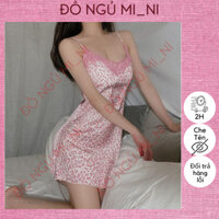 Váy Ngủ Họa Tiết Da Beo Lụa Ren Trơn Form Đứng Mát Mẻ Gợi Cảm