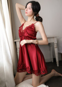 Váy ngủ lụa Hàn Quốc cao cấp - Đỏ