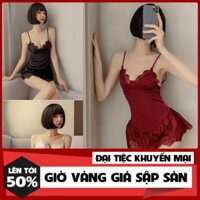 Váy ngủ lụa sexy chân ren xòe gợi cảm *