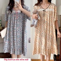 Váy ngủ mặc nhà lanh lụa siêu mềm mát freesize