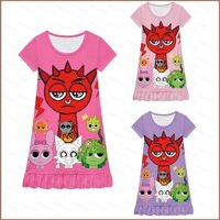 Váy ngủ nhà bé gái Incredibox Sprunki hình hoạt hình váy ruffle