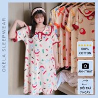 Váy ngủ nữ chất thun cotton mềm mịn co dãn tốt nhiều hoạ tiết