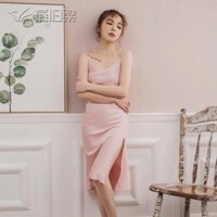 Váy Ngủ Nữ Lụa Satin Trơn Dáng Xuông Liền Thân AD-10015 JHB