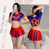 Váy ngủ nữ quyến rũ phong cách bóng đá cổ động viên thun cotton gợi cảm HanaLadyStore C291