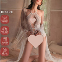 Váy ngủ ren liền thân Bodysuit xẻ đáy và Áo choàng ren gợi cảm sexy DESIRE 8810-1