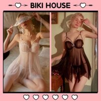 Váy ngủ ren sexy xuyên thấu có gọng tôn ngực gợi cảm cao cấp đầm tiểu thư 2 dây tặng chip thanh lịch Louis19 N229