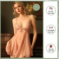 Váy ngủ Sex, Đồ Ngủ 2 dây nữ vải voan mỏng xuyên thấu có sizen đến 65kg mặc siêu gợi cảm --CharmingQueen