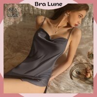 Váy ngủ sexy 2 dây lụa satin cao cấp BRALUNE, đầm ngủ hở lưng mềm mại quyến rũ mã 807