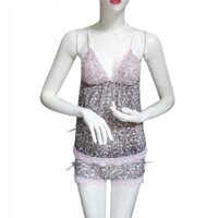 váy ngủ sexy bộ đồ ngủ đùi sexy thun von chấm bi đầm ngủ sexy