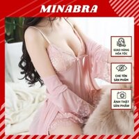 Váy ngủ sexy gợi cảm MINABRA Đồ ngủ gợi cảm ren voan cao cấp tặng kèm áo choàng xuyên thấu và quần chip freesize KL01