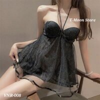 Váy ngủ voan ánh kim tuyến quyến rũ cao cấp Tmoon VNR-008