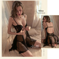 Váy ngủ voan MINA đầm ngủ kèm gọng nâng V1 thiết kế móc cài trước 8267