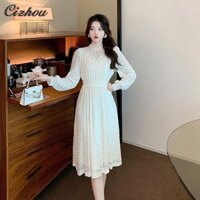 Váy nhẹ nhàng Váy đáy thanh lịch có áo khoác ren nữ