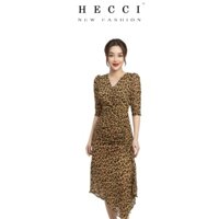 Váy nhún eo HECCI cổ chữ V dáng dài tay ngắn V128