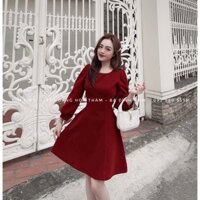 Váy Nhung Đỏ 7 Mảnh Thiết Kế Cao Cấp - Kim Linh Shop