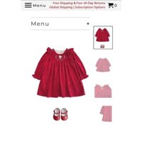 Váy Nhung Libe thêu mèo hello kity tông đỏ cho bé gái