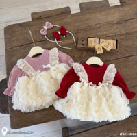 váy nhung phối ren kim sa cao cấp cho bé gái 8-20kg