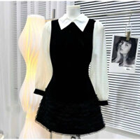 💋💋Váy nhung phối tơ bèo hottrend. Chân váy điệu đà sang chảnh, tay phồng tơ xinh, form dưới 60kg