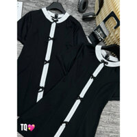 Váy nơ sọc trắng đen