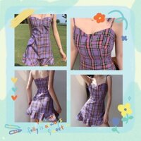 VÁY NỮ 2 DÂY DÁNG XÒE ÔM DÁNG KẺ TÍM SIÊU TRENDY - SIÊU HOT