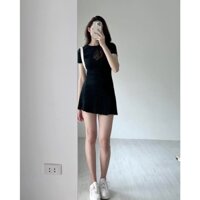 Váy Nữ Basic Dáng Ngắn Sexy Đầm Body Ôm Dáng Chạy Viền, Thời Trang Tennis Sporty Hàn Quốc Ulzzang