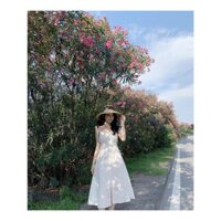 [Váy Nữ Cao Cấp] Đầm maxi 2 dây xếp li đi biển vintage