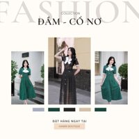 Váy Nữ Cổ Nơ HANERI Thiết Kế Dáng Dài Xòe Tay Lỡ Thắt Eo Cho Nữ Đi Chơi, Đi Dự Tiệc 2 MÀU B01