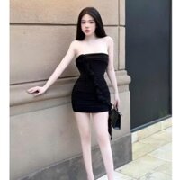 Váy Nữ Cúp Ngực LOTENA D172, Phối Hoa Bèo Chéo Dáng Ngắn Ôm Sát Quyến Rũ & Thời Trang