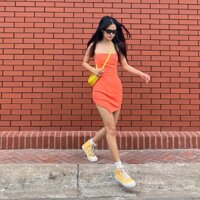 Váy nữ cúp ngực ngắn màu Cam Newfangled // Cuddle Dress Newfangled
