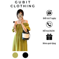 Váy nữ, đầm maxi đi biển, đi chơi kiểu hàn quốc chất liệu thun, 2 màu xanh/đen-phong cách basic/tiểu thư- GuBit-A102