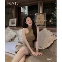 Váy Nữ, Đầm Sát Nách Xoắn Cổ Yếm 2 Màu Trắng Nâu Thiết Kệ TỰ MAY LẠI, Đầm Dự Tiệc Dáng Ngắn HP041