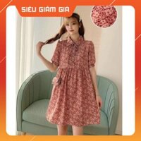 Váy Nữ Dáng Baby Doll Hoa Quảng Chấu Cổ Sen Đức - Tặng Kèm Ví Đeo M556 -Teen 888